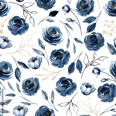 Navy Blue Floral Wallpaper