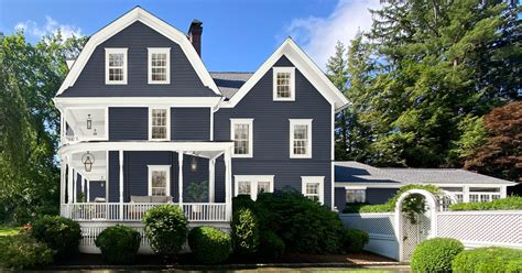 Navy Blue House Exterior Lighting