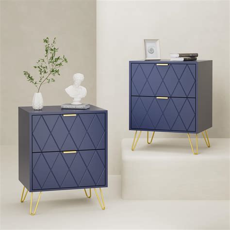 Navy Blue Nightstand Image 6