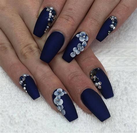 Navy Blue Prom Dress Nails