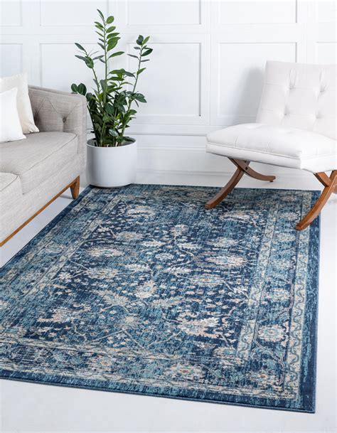 Navy Blue Rugs in a Living Room