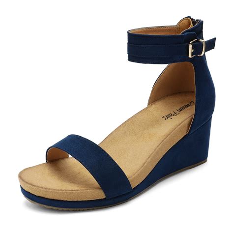 Navy Blue Sandals with Ankle Strap