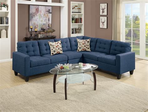 Navy Blue Sectional in a living room