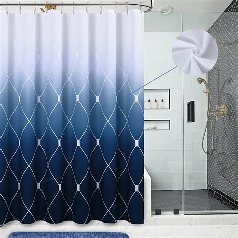 Navy Blue Shower Curtain with Contemporary Design