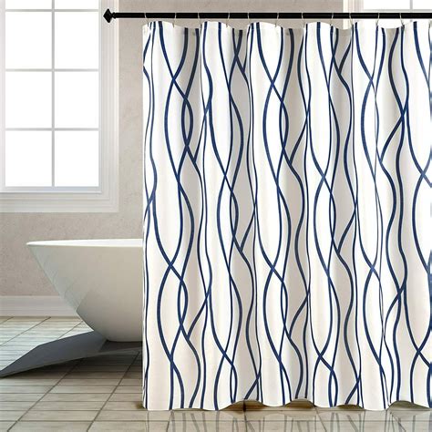 Navy Blue Shower Curtain with Modern Design