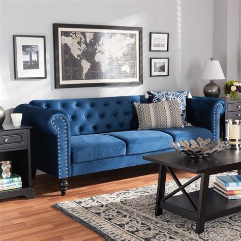 Chesterfield Navy Blue Sofa