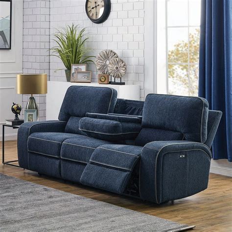 Reclining Navy Blue Sofa