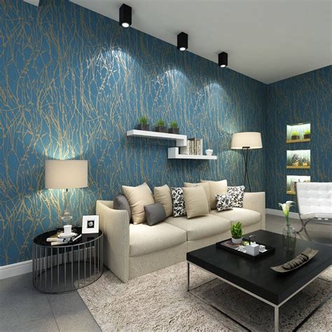 Navy Blue Wallpaper Designs for Living Rooms