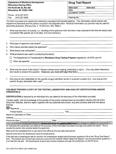 Navy Drug Test Forms and Documents