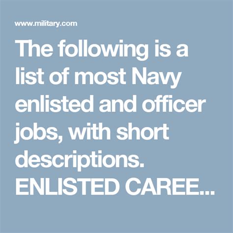 Navy Enlisted Careers