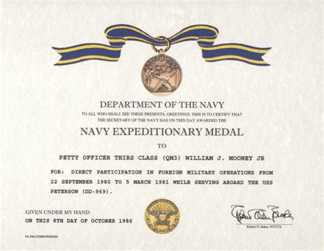 Navy Expeditionary Medal Award Application