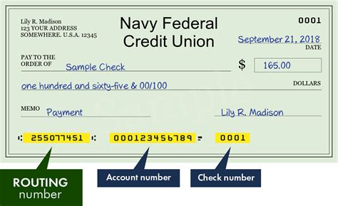 Navy Federal Routing Number Example