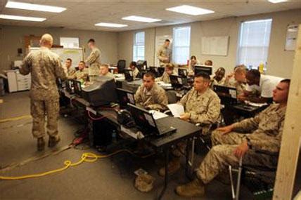 Navy MPs and Marines working together in a combat zone