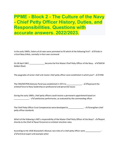 Master Chief Petty Officer Responsibilities