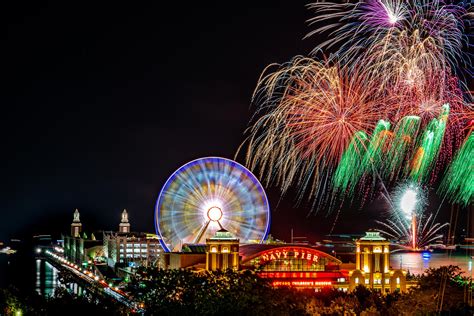 Navy Pier Fireworks at Night