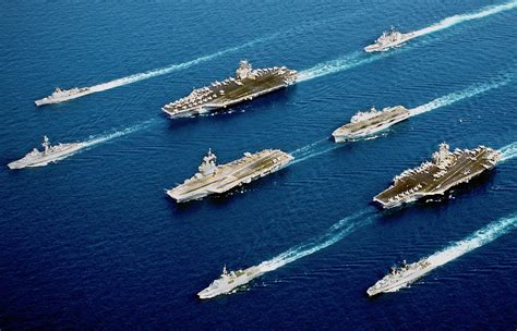 Navy ships at sea