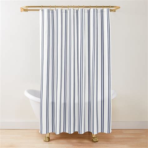 Navy Shower Curtain with Stripes