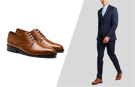 Navy Suit and Brown Derby Shoes