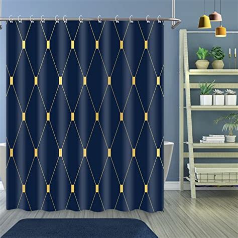 Navy and Gold Shower Curtain