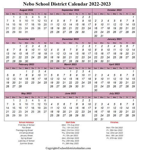 Nebo District Calendar Importance