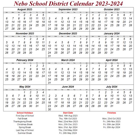 Nebo District Calendar Strategies