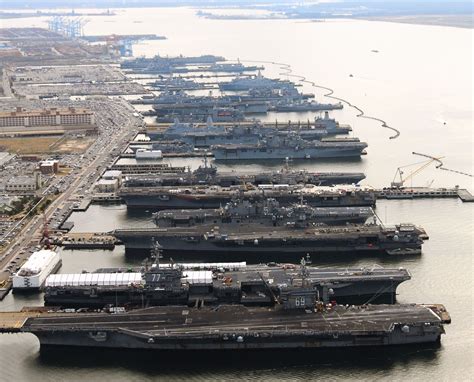 Aircraft carrier docked at the Norfolk Naval Base