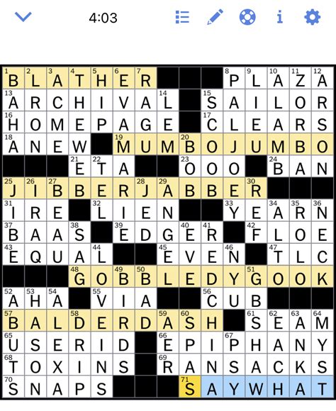 Nyt Crossword Solution