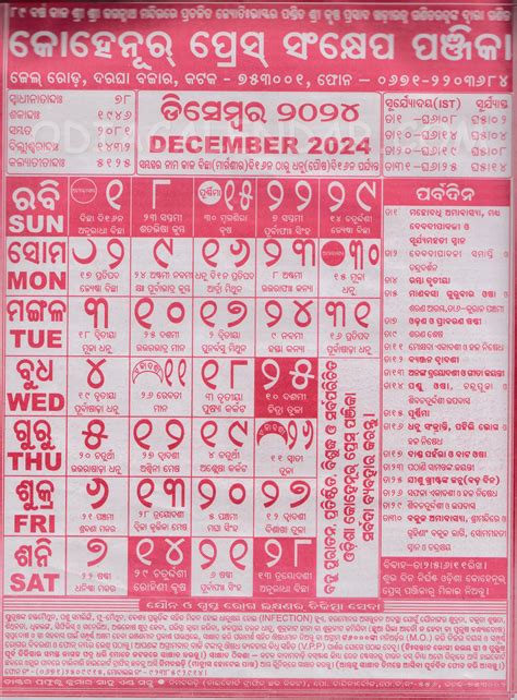 Calculations of Odia Calendar