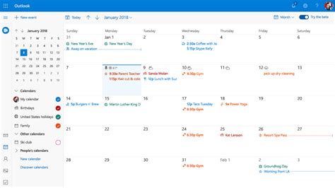 Outlook Calendar Interface