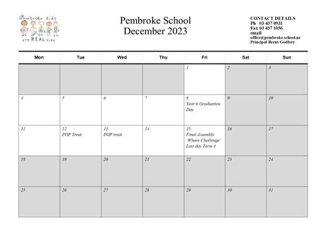 Pembroke School Committee Calendar Benefits