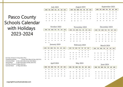 Planning Ahead with Pasco Schools Calendar