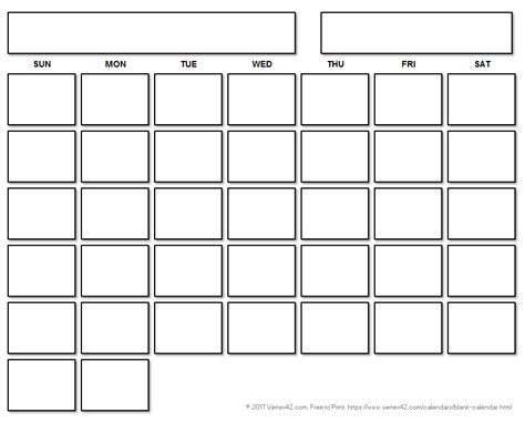 Printable Calendar Template Free