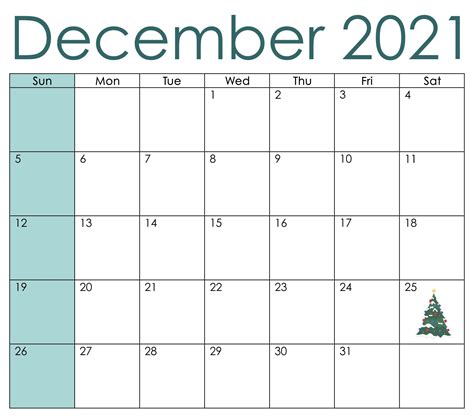 Printable December Calendar