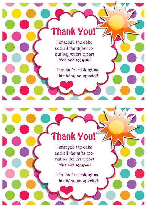 Printable Thank You Cards For Birthdays