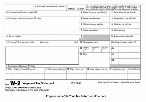 Description of Printable W2 Forms Example