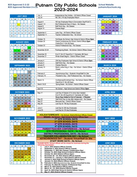 Putnam City Schools Calendar Events