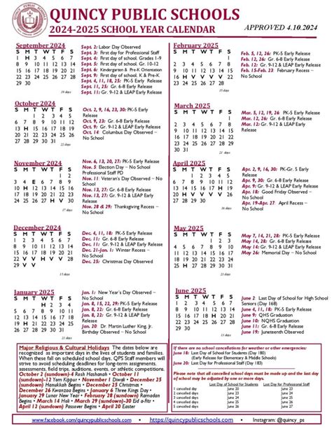 Quincy Schools Calendar Exam Schedules