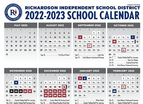 RISD Calendar Updates