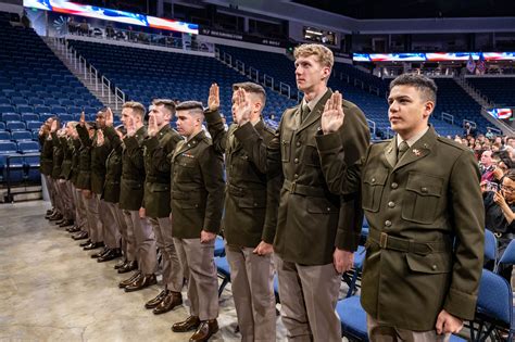 A group of ROTC cadets participating in a ceremony