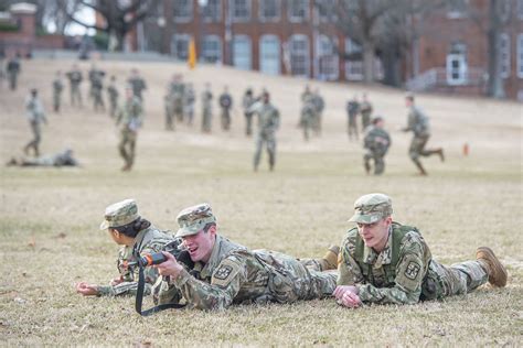 A group of ROTC cadets participating in a training exercise