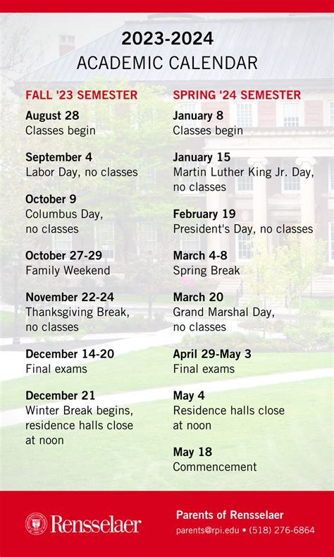 RPI Academic Calendar