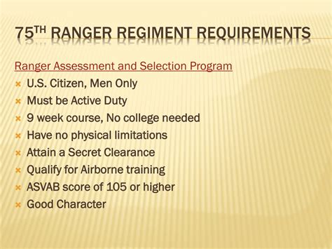 Ranger Regiment Requirements