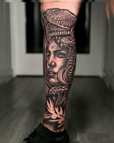 Realistic Leg Sleeve Tattoo