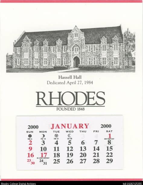 Rhodes College Academic Calendar