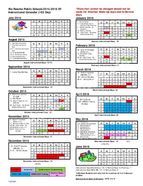 Rio Rancho School District Calendar