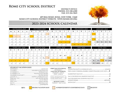 Rome City Schools Calendar Overview