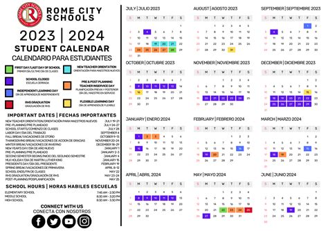 Key Features of the Rome City Schools Calendar