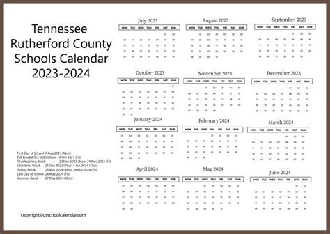 Rutherford County Schools TN Calendar Benefits