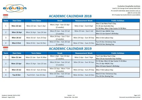 SCU Calendar Overview