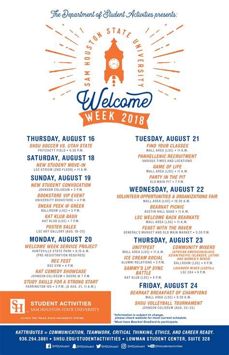 SHSU Calendar Overview